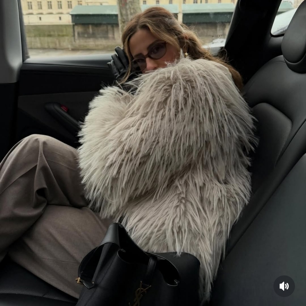ZARA FAUX FUR GREY COAT SIZE S - Picture 9 of 16